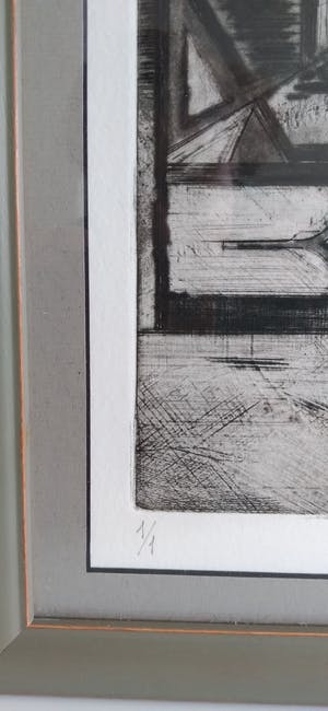 Piet Koenen - geometrisch werk in zeer lage oplagen, twee stuks, fraai ingelijst kopen? Bied vanaf 45!