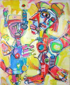 Christine Spierings - Olieverf op doek, Zonder titel (Groot) verkocht voor € 100!