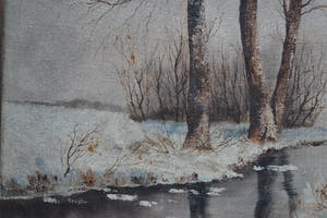 Niet of onleesbaar gesigneerd - Hollandse school (20ste eeuw) - Winters landschap - Olieverf op doek kopen? Bied vanaf 10!