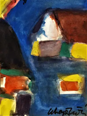 Gerard Schaperkotter - gesigneerd - Expressionistisch Aquarel "Kerstmis 91" - mooi ingelijst kopen? Bied vanaf 37!