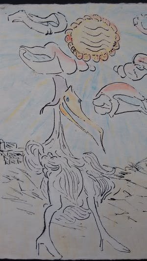 Reinhoud D'Haese - tekening, gedateerd en ingelijst. CoBrA kunstenaar kopen? Bied vanaf 330!