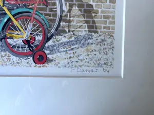 Peter Dumas - Fietsen tegen de muur - Zeefdruk, Ingelijst kopen? Bied vanaf 55!