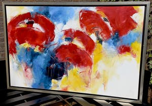 Ria Erckens - Abstracte compositie, acrylverf op doek (zeer groot, mooi ingelijst) kopen? Bied vanaf 350!