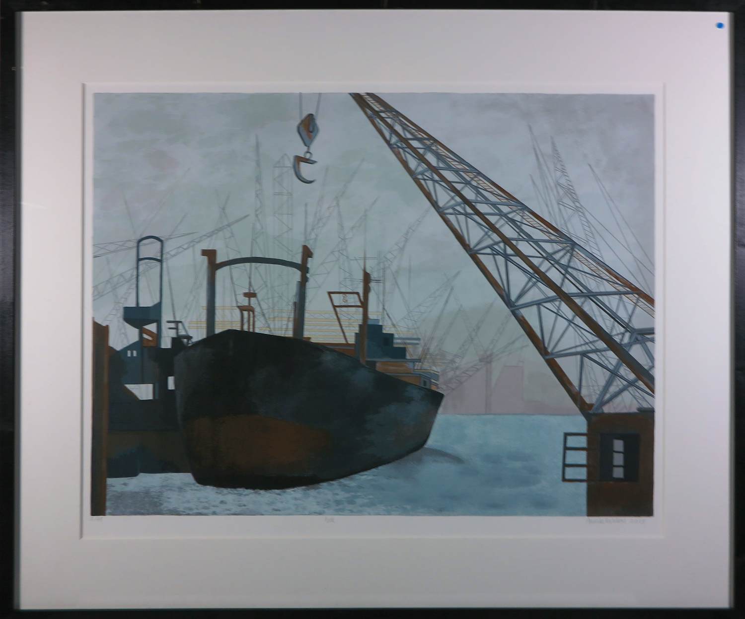 Anneke Dekkers - Zeefdruk, Dok - Ingelijst verkocht voor € 20!