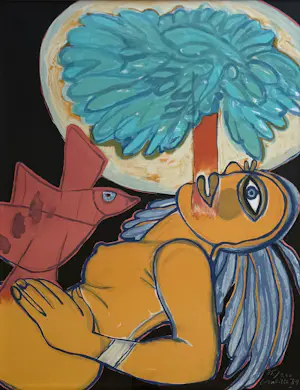 Corneille - Compositie met vrouw, vogel en boom, kleurenlitho kopen? Bied vanaf 385!