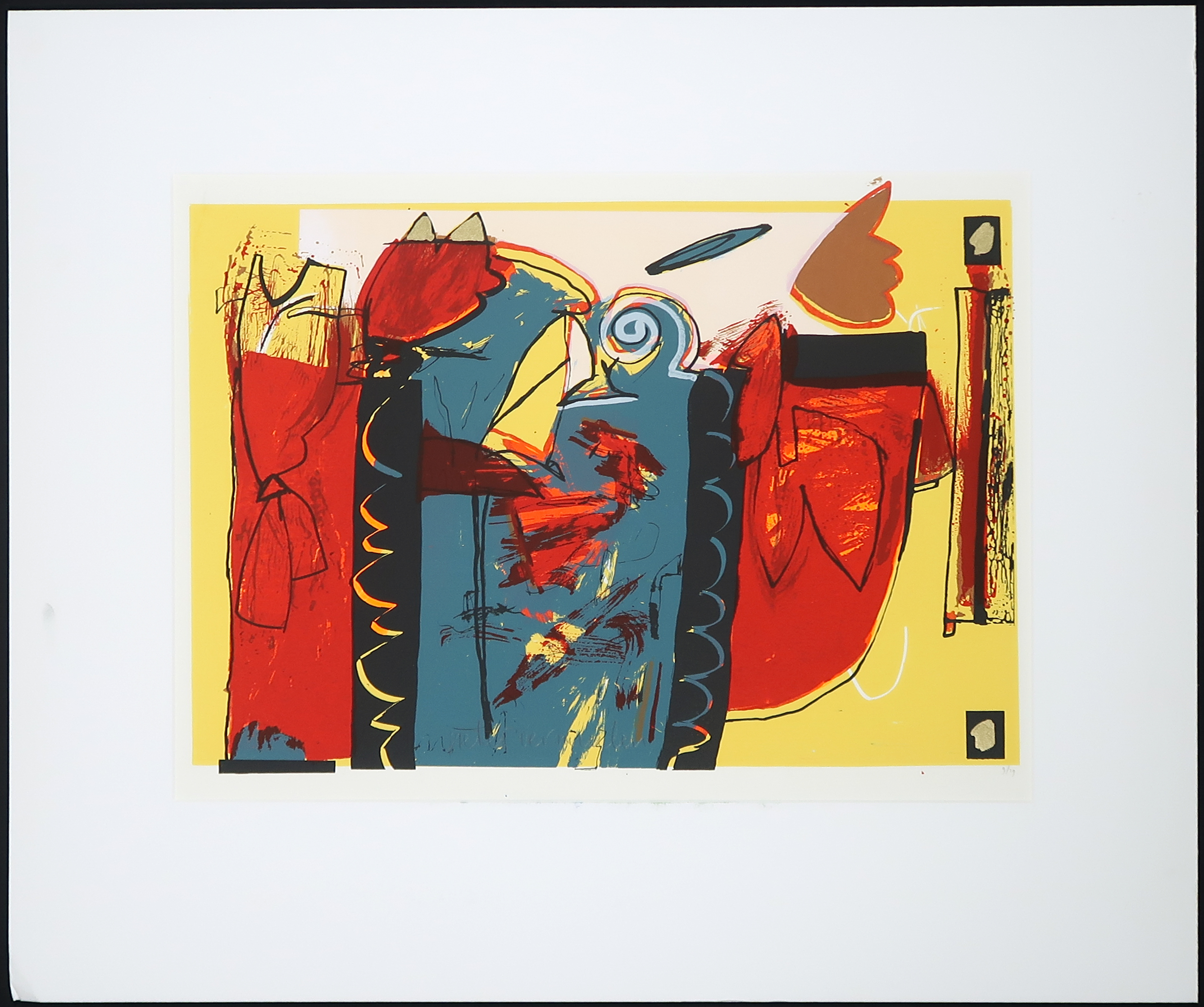Pieter Vermeulen - Zeefdruk, Compositie geel, rood en blauw kopen? Bied vanaf 1!