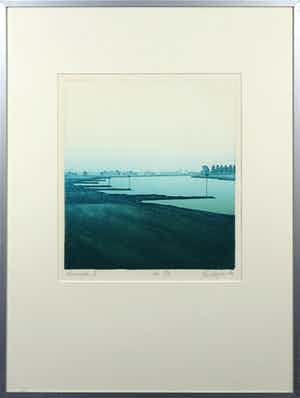 Hans Heijman - Kleurenets, Uiterwaarden II - Ingelijst verkocht voor € 40!