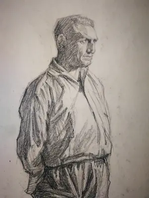 Willem Dooijewaard - Portret staande man in korte broek. kopen? Bied vanaf 79!