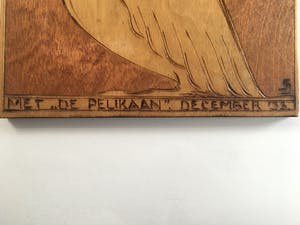 Jan Schonk - Art deco stijl Pelikaan houtsnijwerk KLM-vlucht kopen? Bied vanaf 69!