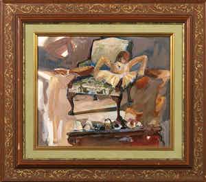 Maugosia Sycz - Olieverf op board, Afrikaanse danseres - Ingelijst - verkocht voor € 1!