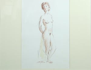 Jan Sluijters (jr.) - Tekening, Staand naakt - Ingelijst kopen? Bied vanaf 40!
