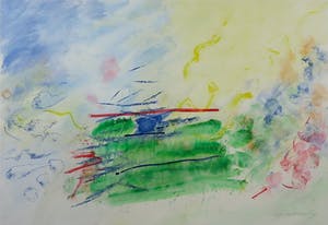 Gijs Keizer - Acryl op papier, Groen eiland - Ingelijst (Groot) kopen? Bied vanaf 1!