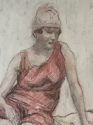 Johannes Abraham Mondt - Dame in badpak, tekenles Pulchri studio kopen? Bied vanaf 85!