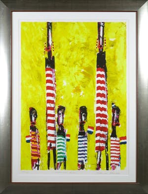 Willem van Scheijndel - Zeefdruk, Moeder met kinderen - Ingelijst kopen? Bied vanaf 50!