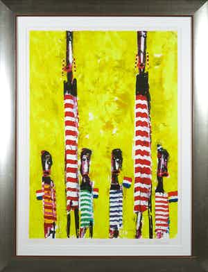 Willem van Scheijndel - Zeefdruk, Moeder met kinderen - Ingelijst verkocht voor € 50!