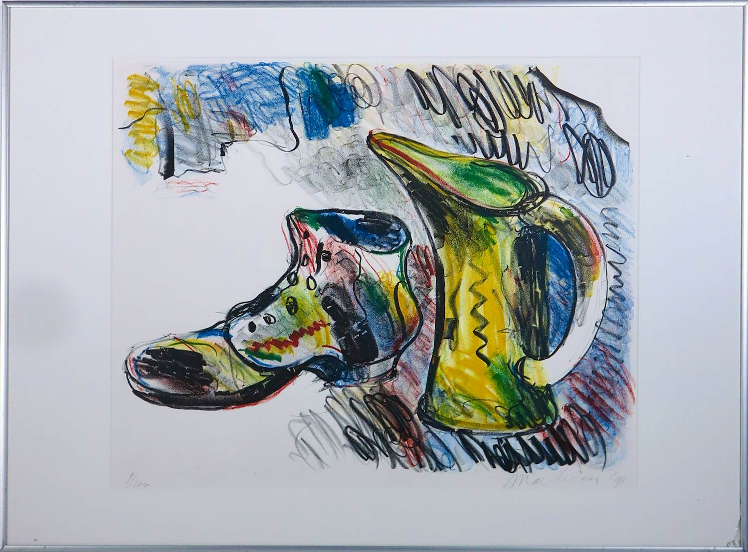 Anton Martineau - Litho op papier, Stilleven met kan en schoen - Ingelijst kopen? Bied vanaf 75!