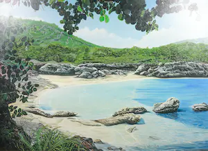 Jorge José Luis Joanicot - Olieverf op doek, Playa Puerto Escandido- Ingelijst (Groot) kopen? Bied vanaf 200!