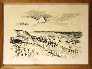 Henk van den Idsert - Aquarel, Strandgezicht - Ingelijst verkocht voor € 70!
