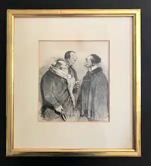 Honore Daumier - 3 Figuren, een advocaat met zijn klerk en client verkauft für € 85!