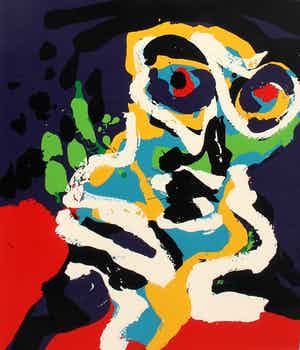 Karel Appel - Grote ingelijste litho - 1977 verkocht voor € 1695!