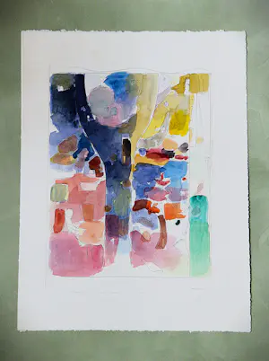 Henk Tichelaar - Grote, met ecoline gekleurde ETS "Bosprent" - kleine oplage (50) - gesigneerd kopen? Bied vanaf 38!