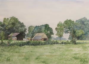 Nic Loning - Aquarel, Achterveld - Ingelijst kopen? Bied vanaf 1!