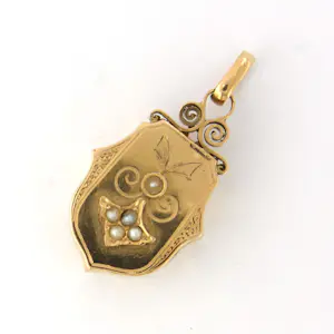 14k gouden hanger bezet met parels kopen? Bied vanaf 500!