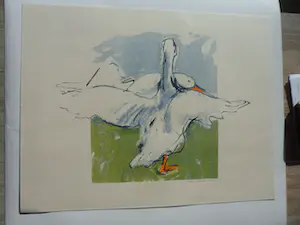 Ellen Meuwese - zeefdruk - 'Ganzen' kopen? Bied vanaf 30!