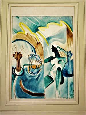 Ben Griepink - Amsterdam 1931 - Surrealistische Aquarel - gesigneerd verkocht voor € 20!