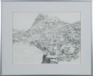 Bernard Koelman - Pentekening, Kust (Creta) - Ingelijst kopen? Bied vanaf 1!