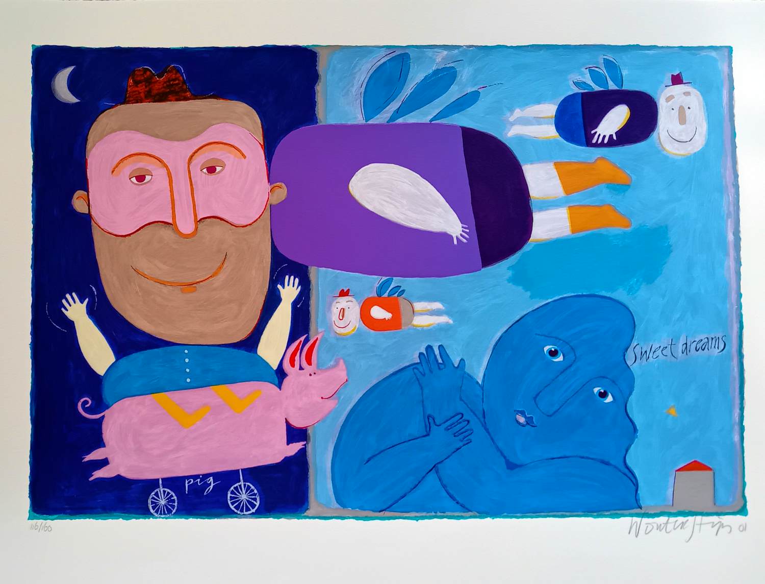 Wouter Stips - Kleurenzeefdruk SWEET DREAMS Handgesigneerd kopen? Bied vanaf 85!