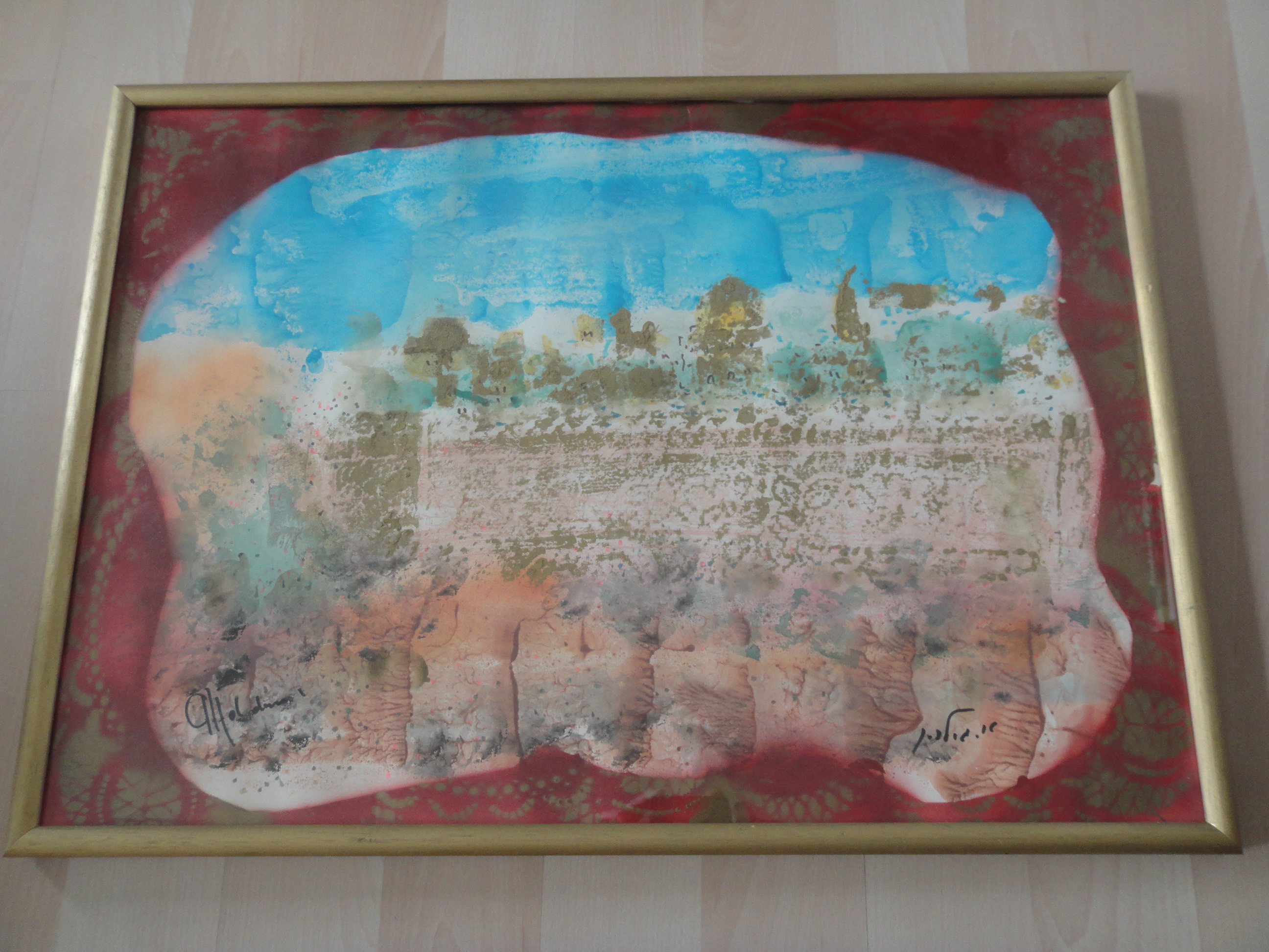 Albert Goldman - aquarel - Landschap met symbolen kopen? Bied vanaf 1!
