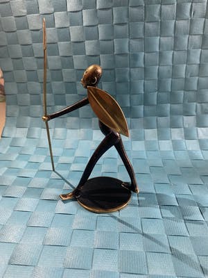 Karl Hagenauer - Bronze and brass mod century African warrior kopen? Bied vanaf 150!