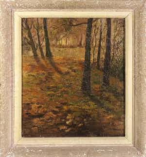 Jan Hooimeijer - Olieverf op doek, Vijvertje in 't Haagsche Bosch - Ingelijst verkocht voor € 100!