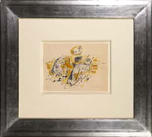 Corneille - Aquarel en inkt op papier, Compositie - Ingelijst verkocht voor € 1!