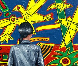 Gerard Boersma - Vol d' Oiseaux (Vrouw kijkend naar schilderij van Corneille) kopen? Bied vanaf 100!