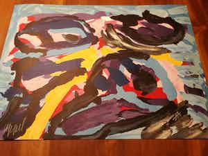 Karel Appel - 3 faces into clouds verkocht voor € 365!