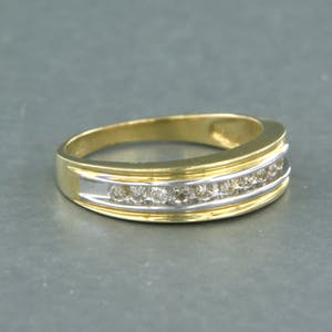 14k bicolor ring met briljant geslepen diamant 0.33 ct - ringmaat 16,5 (52) kopen? Bied vanaf 1!