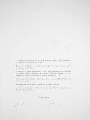 Antoni Tapies - Bijzondere map 'La pierre trouant (...)' met daarin een handgesigneerde ets kopen? Bied vanaf 1!