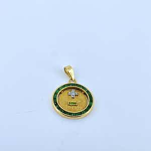18kt gouden hanger met smaragd en diamant, 2,93 gr verkocht voor € 130!