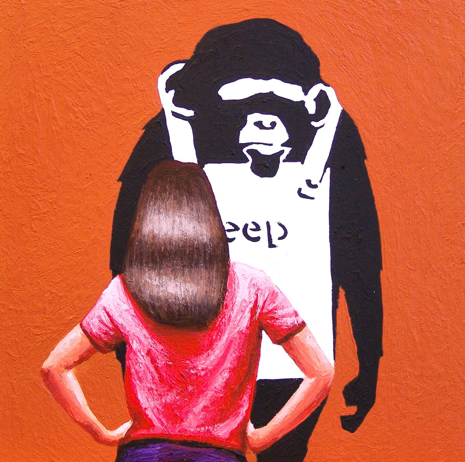 Gerard Boersma - Keep It Real (Vrouw genietend van schilderij Banksy) kopen? Bied vanaf 125!