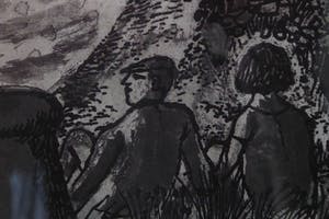 Herman Berserik - Strekdam met figuren en een stoomschip op zee kopen? Bied vanaf 75!