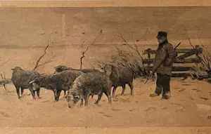 Philip Zilcken - Landschap met herder en schapen kopen? Bied vanaf 45!