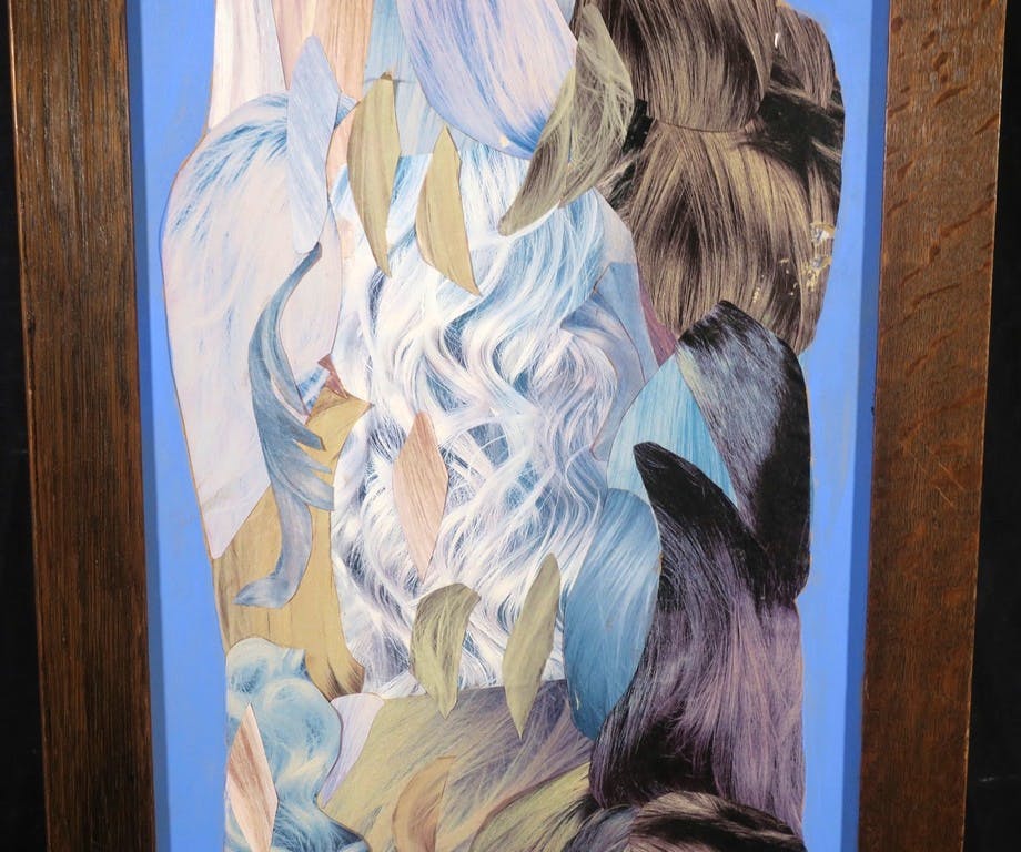 Adri van den Beukel - Collage op board, Het haren kleed - Ingelijst kopen? Bied vanaf 25!