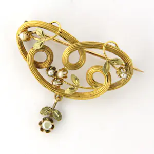 Victoriaanse 18k geel gouden broche met steen parels – 2.1 gram kopen? Bied vanaf 230!