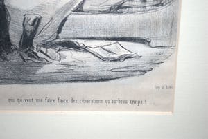 Gaston Hoffmann - lot van 2 ingelijste werken: kleurets Hoffmann & 19e eeuwse litho Honoré Daumier kopen? Bied vanaf 50!