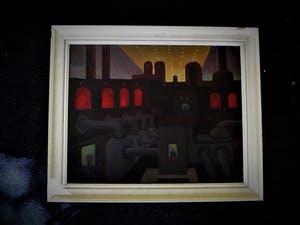 Theo Stiphout - Olieverf ca. 1940 - Nieuwe Zakelijkheid - "Nachtdienst in de Fabriek" - gesigd kopen? Bied vanaf 380!