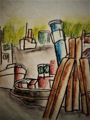 Hubert Bekman - "Nieuwe Haagse school" fraaie pastel tekening "boten"en verso "model" 1930 kopen? Bied vanaf 31!