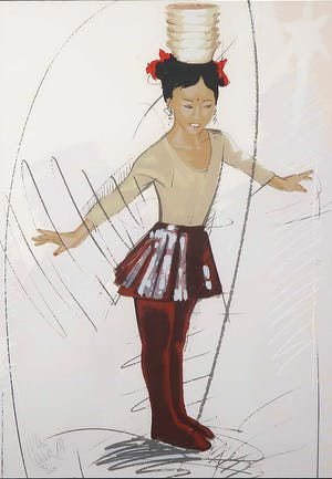 Nico Vrielink - Circusmeisje balancerend met borden kopen? Bied vanaf 1!