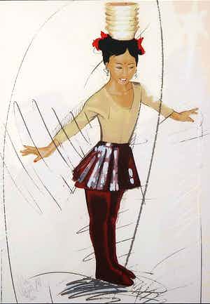 Nico Vrielink - Circusmeisje balancerend met borden verkocht voor € 1!